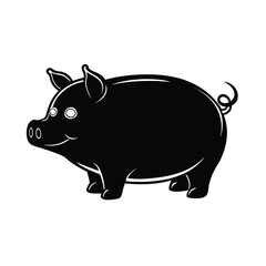 black vector silhouette savings piggy bank