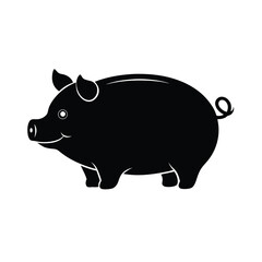 black vector silhouette savings piggy bank