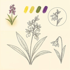 set of flowers
