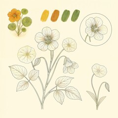 set of flowers