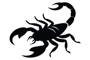 scorpio, zodiac sign, black and white silhouette, minimalist, vector art
