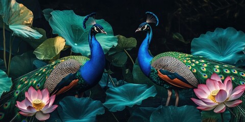 Fototapeta premium Peacocks Standing Together