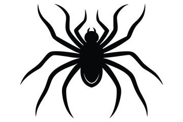 spider, black silhouette, minimalist, vector illustration, abstract, negative space design
