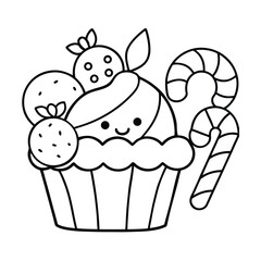 cute cartoon cupcake coloring page
