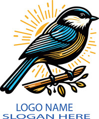 Common British Birds Clipart logo vector .