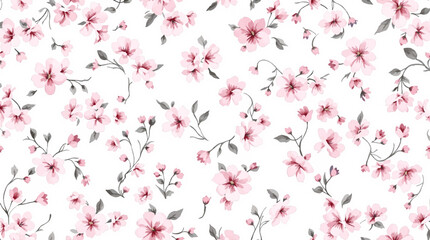 Watercolor pink floral pattern
