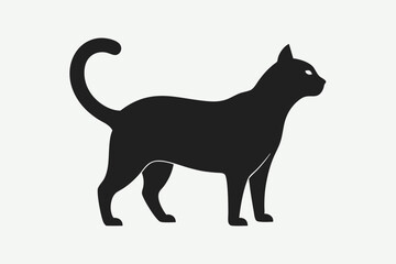 simple black cat silhouette, minimalist animal icon, minimalist feline design, clean vector illustration
