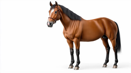 Detailed view of a brown horse standing confidently indoors