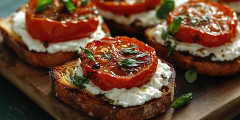 Wooden Cutting Board with Bread