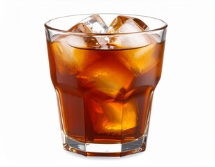 Brew Coffee in Glass with Ice Cubes &mdash; Transparent PNG_Beverage shot