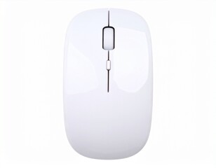 Minimal Wireless Mouse, Transparent PNG, Smooth surface and click details isolated