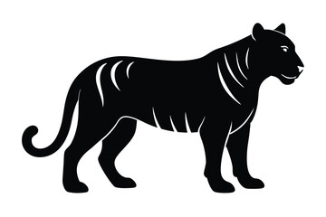 tiger, black silhouette, simple, minimalist, elegant, monochrome, high contrast, bold, graphic design
