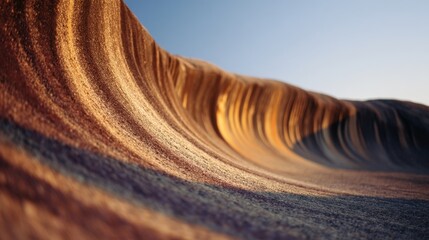 Sculpted sand dunes under warm sunlight resembling ocean waves, creating a mesmerizing landscape.