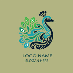 Peacock Bird logo vector .