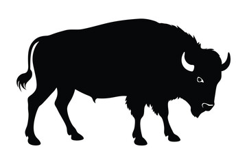 bison, black silhouette, minimalist, realistic, detailed, high contrast

