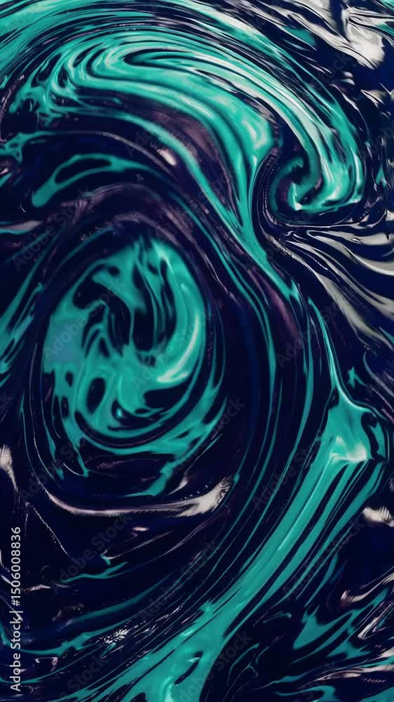 Poster dynamic swirling blue and turquoise liquid patterns creating hypnotic looping visuals