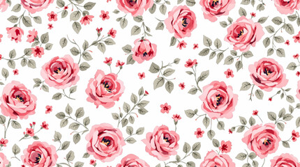 Seamless floral pattern, Seamless pattern watercolor background pattern red rose flowers on white background