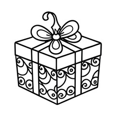 decorative gift box line art