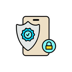 Shielded Phone with Data Protection Icon.
