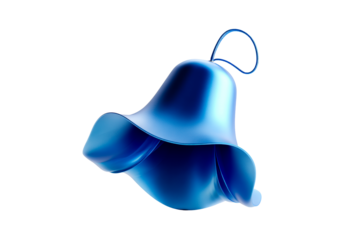 Elegant blue bell shape with a smooth finish and hanging loop