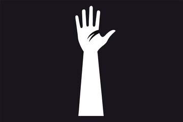 Fototapeta premium white hand silhouette against black background, minimal high contrast abstract art, simple elegant minimalist design, ethereal ghostly apparition, monochrome surreal composition 