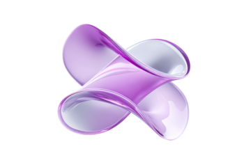 Abstract purple shape with smooth curves on transparent background