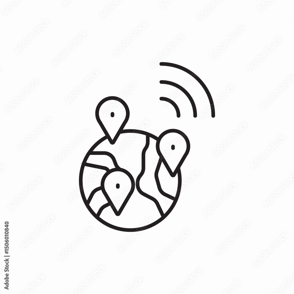 Aufkleber global navigation wifi map connection globe icon sign vector