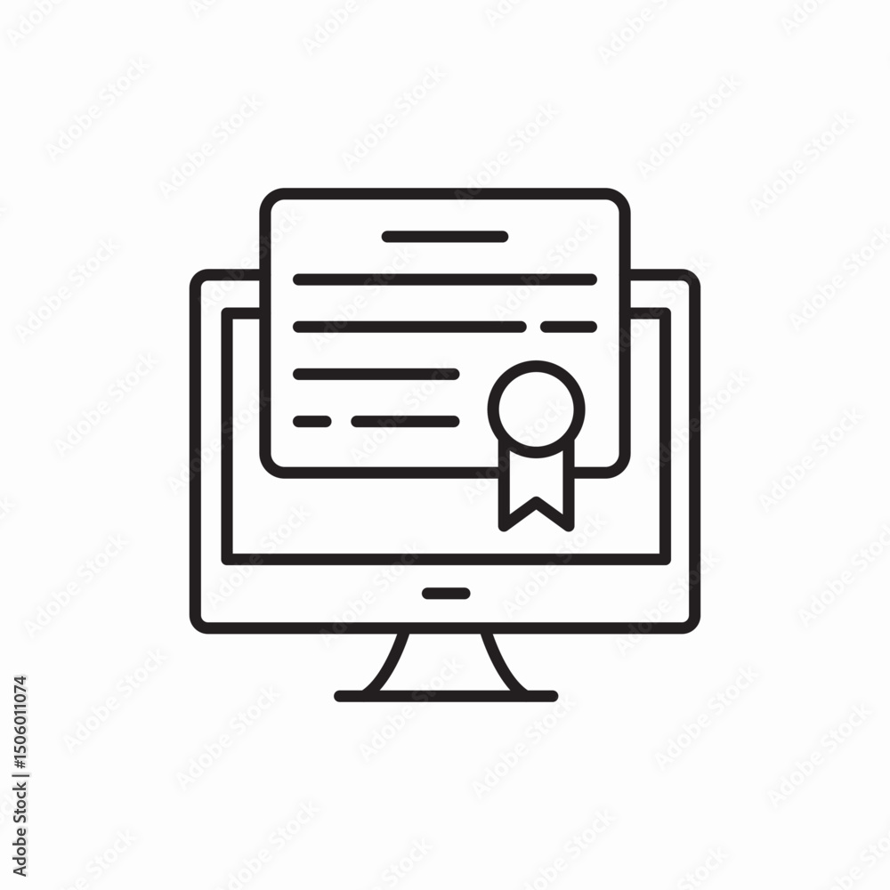 Poster online document certificate computer icon sign vector