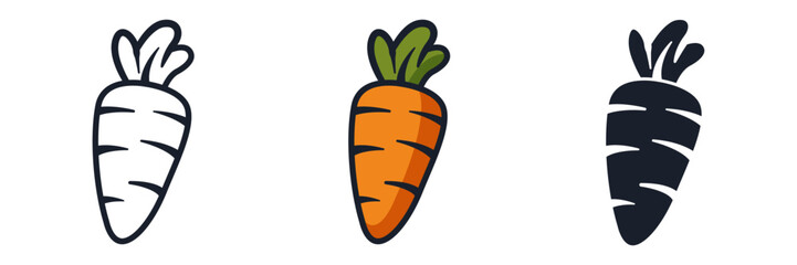 Carrot Icon Vector Illustration. Healthy Vegetable Symbol for Organic Branding, Nutrition, and Farm-Fresh Designs