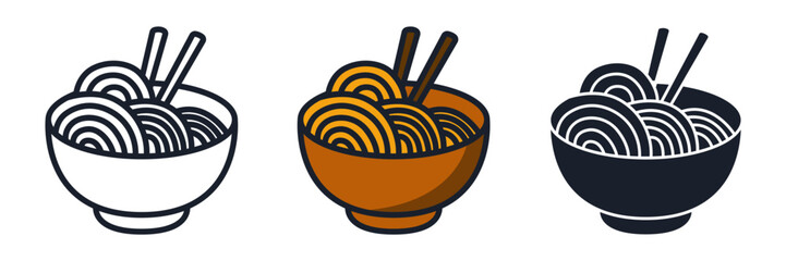 Ramen Icon Vector Illustration. Japanese Noodle Soup Symbol for Restaurant Branding and Asian Cuisine Designs