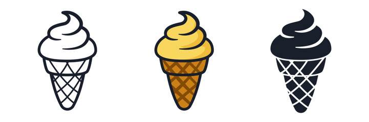 Ice Cream Cone Icon Vector Illustration. Sweet Treat Symbol for Summer Branding and Dessert Shop Designs
