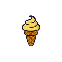 Ice Cream Cone Icon Vector Illustration. Sweet Treat Symbol for Summer Branding and Dessert Shop Designs