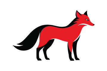 A red fox standing in a natural setting, abstract modern art style, minimalist geometric shapes, vibrant colors, digital illustration
