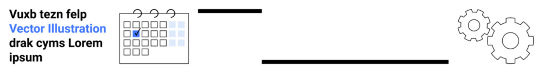 Calendar grid with highlighted days linked to cogwheels. Concept of planning, time management, automation. Ideal for productivity, organization, scheduling, strategy, workflow teamwork simple