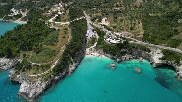 Xigia Pelagaki - Zakynthos - Grecja -piękna siarkowa plaża nagrana dronem