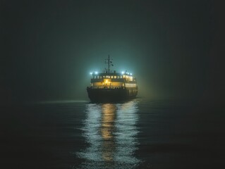 Boat at Sea Under Stars