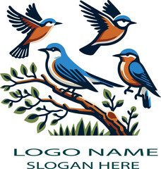 Common British Birds Clipart logo vector .