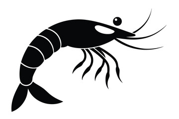 A highly detailed digital illustration of a shrimp, black and white, minimalist style, precise lines, negative space, geometric shapes, striking visual impact
