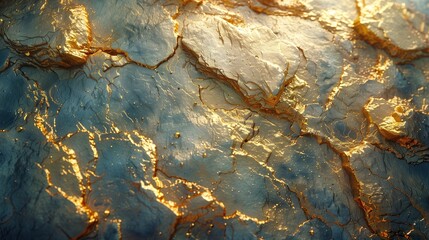 Magnificent Golden Mineral Layers Intertwined with Striking Blue and Orange Hues