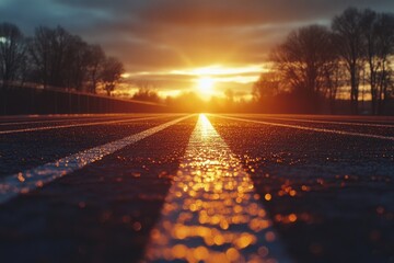 Sunset on Wet Road