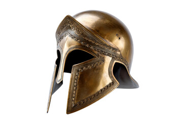 Ancient Greek bronze helmet with intricate design and antique finish