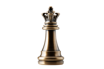Bronze chess king piece against transparent background