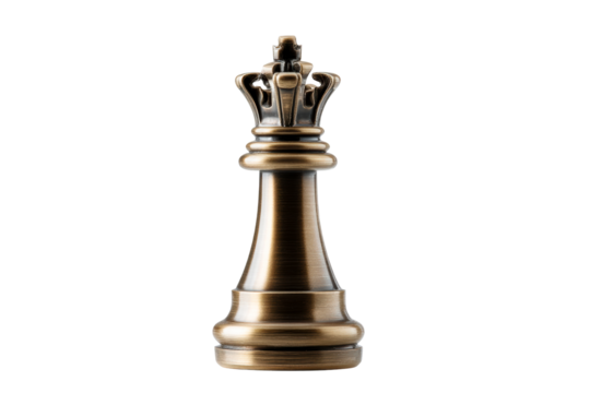 Bronze chess king piece against transparent background