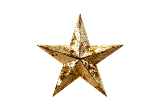 Decorative gold star on transparent background for festive occasions