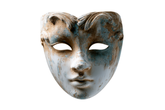 Intricate antique decorative mask on transparent background