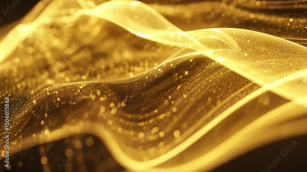 Poster elegant abstract design golden waves of light flowing smoothly with shimmering texture, creating mes