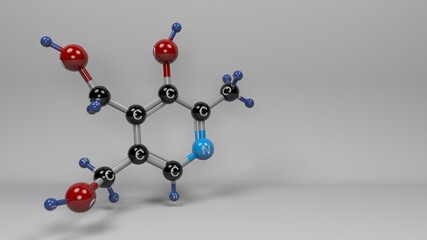 Pyridoxine molecule. Active form of vitamin B6, essential for metabolism and brain function. 