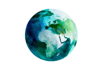 Fototapeta premium This artwork showcases a colorful watercolor depiction of the Earth