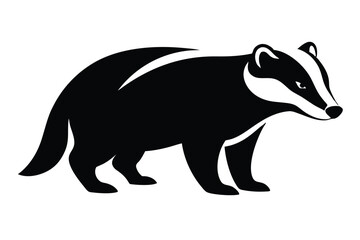badger, black and white illustration, simple flat design, minimalist style, vector graphic
