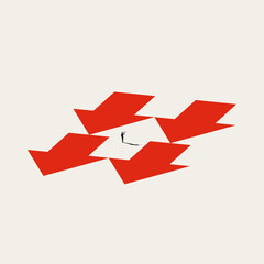 Fototapeta premium Business opposite direction vector concept. Symbol of leadership, challenge, success, decision. Minimal design eps10 illustration.